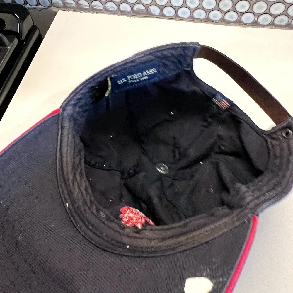 US Polo ASSN. Hat Cap Strap Back Leather Blue Red Cotton‎ Dad Embroidered Casual